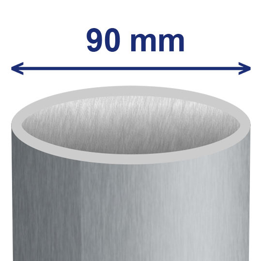90 mm (ca. 84 mm inwendig)